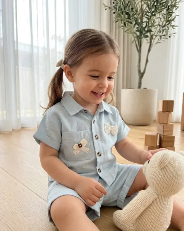 Little Linen Bow Co-ord Set