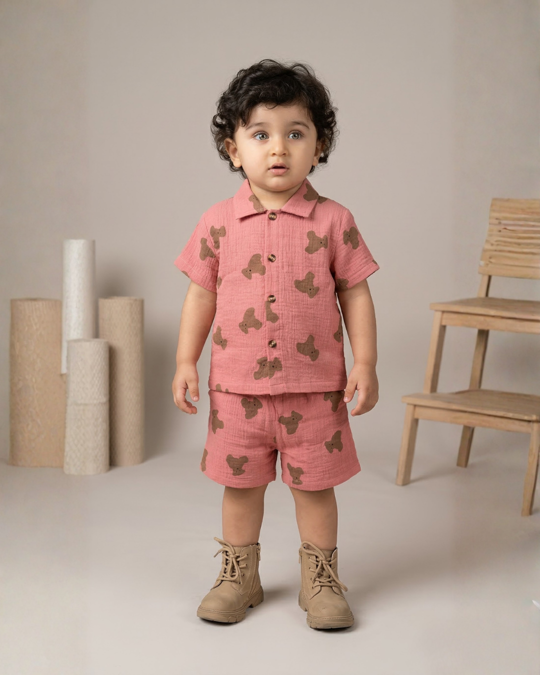 Blush Teddy Muslin Co-ord Set