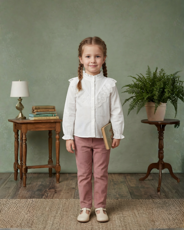 Girls Elegant Lace Detail Top